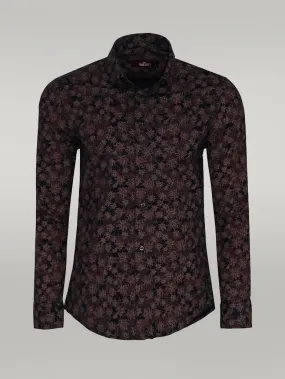 WSS Bloom Patterned Brown Slim Fit Shirt  - Singen