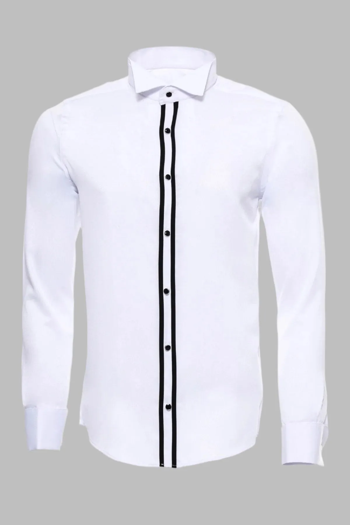 WSS White Stand Collar Formal Shirt  - Singen