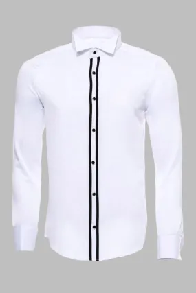 WSS White Stand Collar Formal Shirt  - Singen