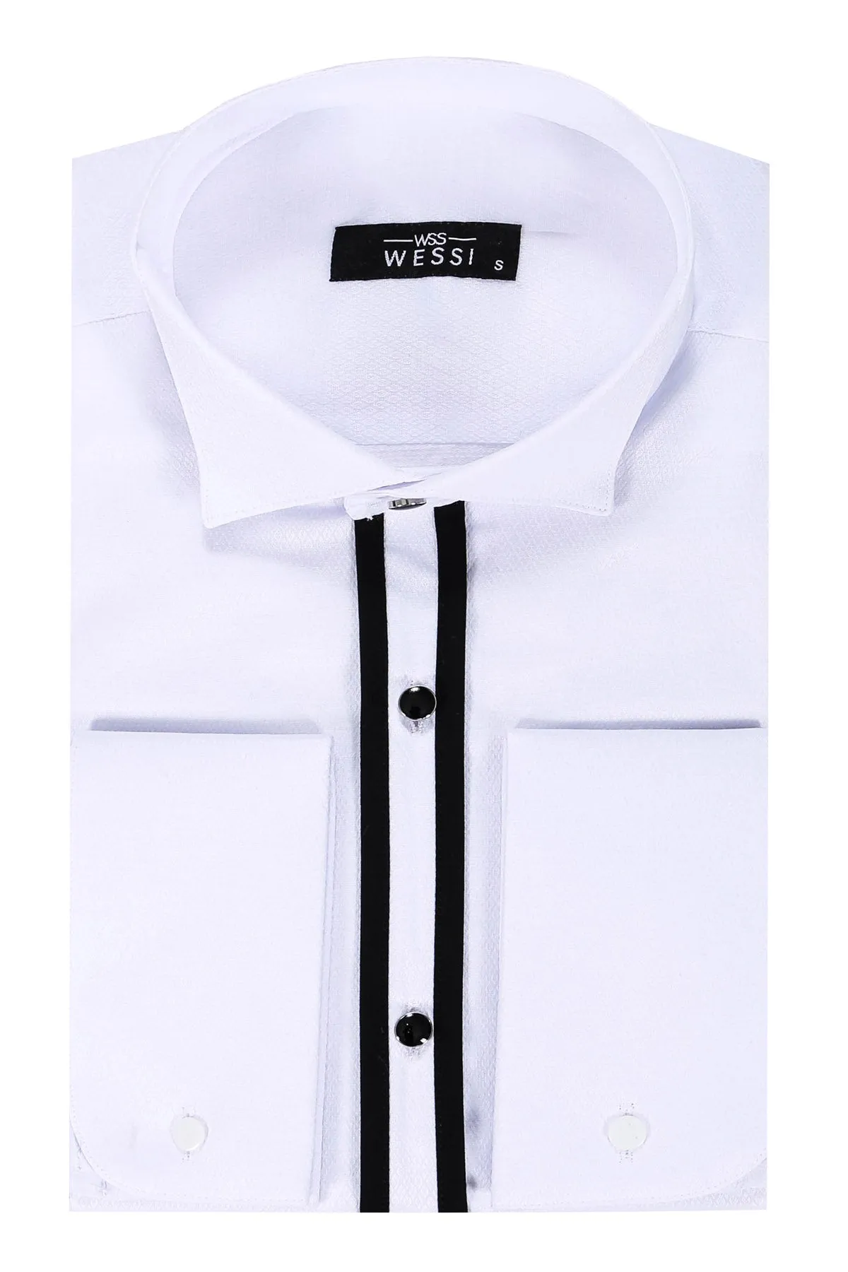 WSS White Stand Collar Formal Shirt  - Singen