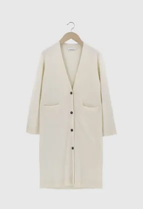 XIN - 12gg Cashmere Cardigan in Undyed White