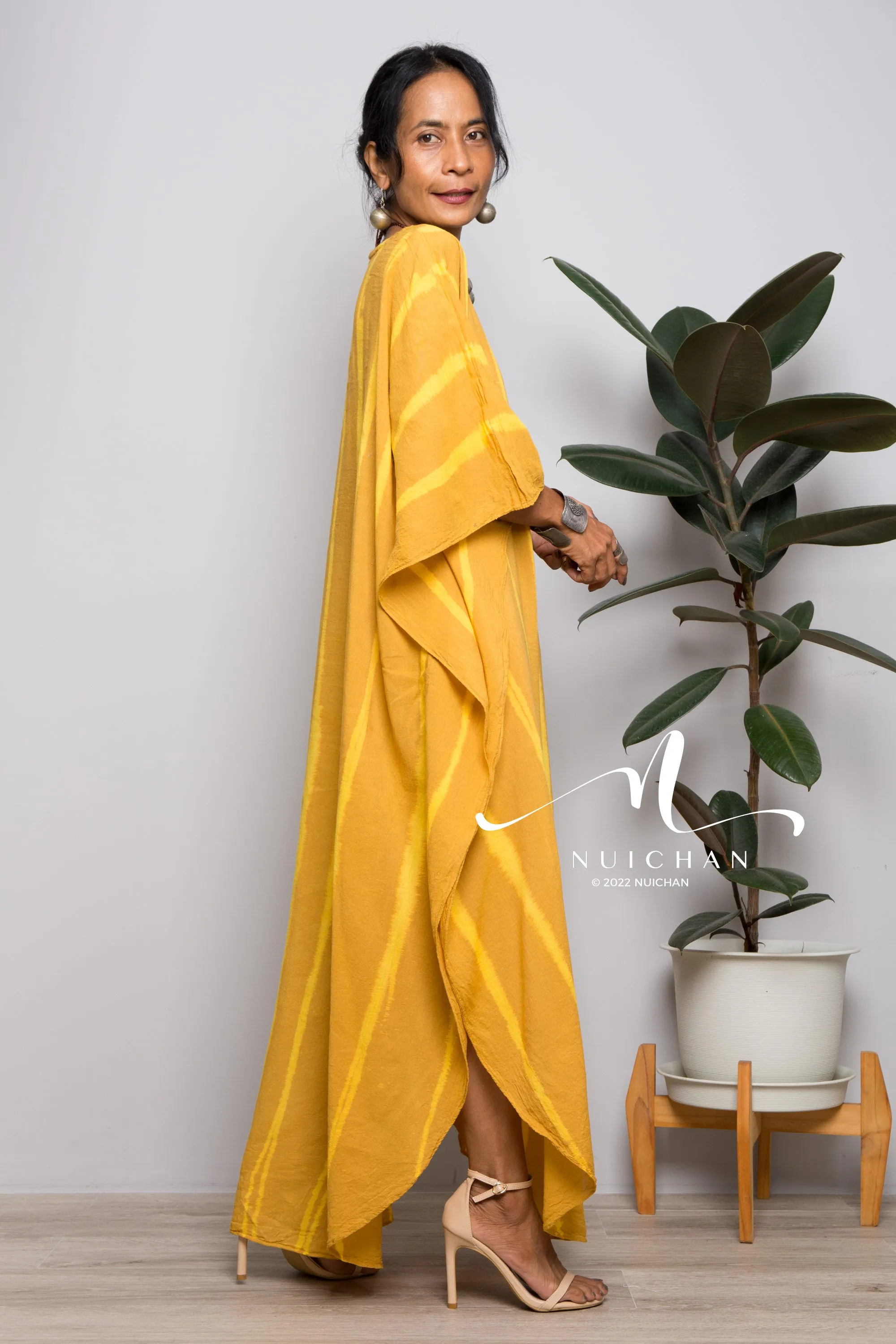 Yellow Tie dye kaftan